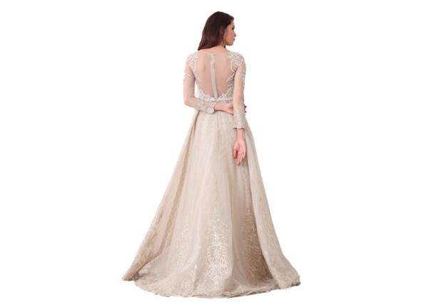 Sexy Off Sholder Ladies Evening Dresses , Muslim Wear Long Sleeve Ball Gown