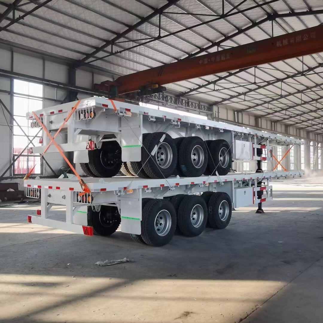 Container Flatbed Semi Trailer semi truck flatbed trailer featuring fifth wheel 90 designed for cargo transport and performance