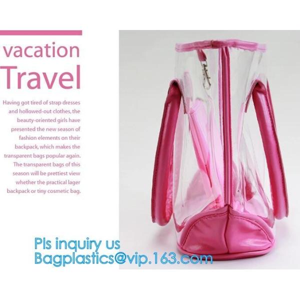 PVC tote shoulder bag for work and school, handle bag with long shoulder strap waterproof clear pvc tote bag, PVC Women