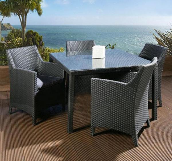 Modern luxury PE rattan dinning table chair waterproof outside patio dinning table chair furniture