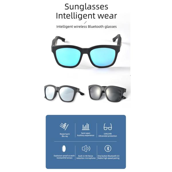 Lightweight 43g Smart Bluetooth Glasses 0.2% 95dB Bluetooth Music