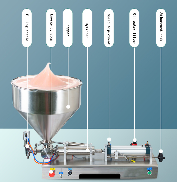 Pneumatic Semi Automatic Piston Filling Machine Cream Paste Ointment Cosmetic Filler
