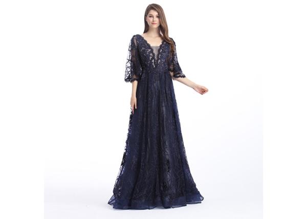 Fishtail Long Sparkly Prom Dresses Deep V Neck Ruffles With Fancy Embroidery