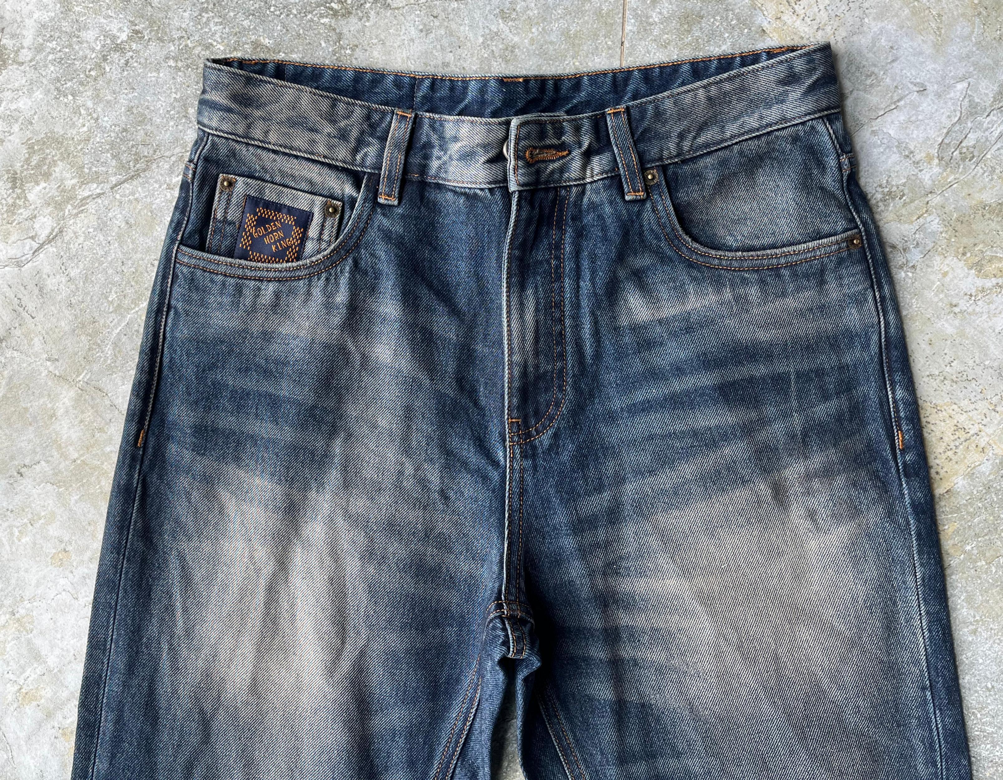 Horse Shadow Dark Wash Jeans Gradient Straight Leg Jeans Wide