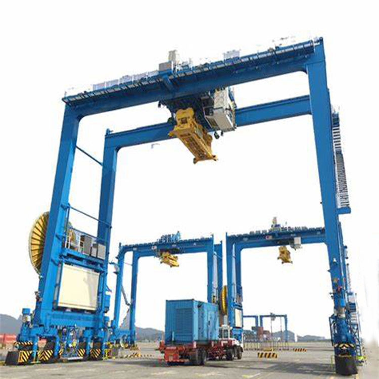 RTG Crane 40Ton 50Ton Capacity Rubber Tyred GPS Auto Steering Hybrid Power CE