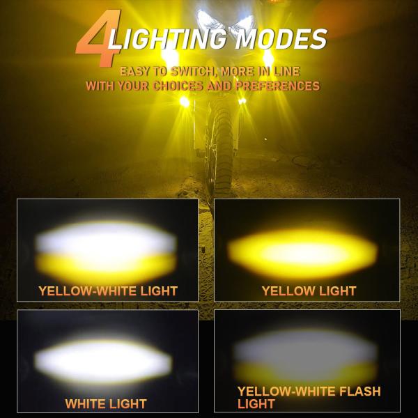 3 Beam Owl Dual Flashing Color Motorbike Spotlight Lamp Offroad Light