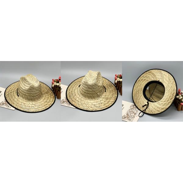 11.5 Cm Brim Woven Sun Hats , Outdoor Surfing Lifeguard Straw Hats