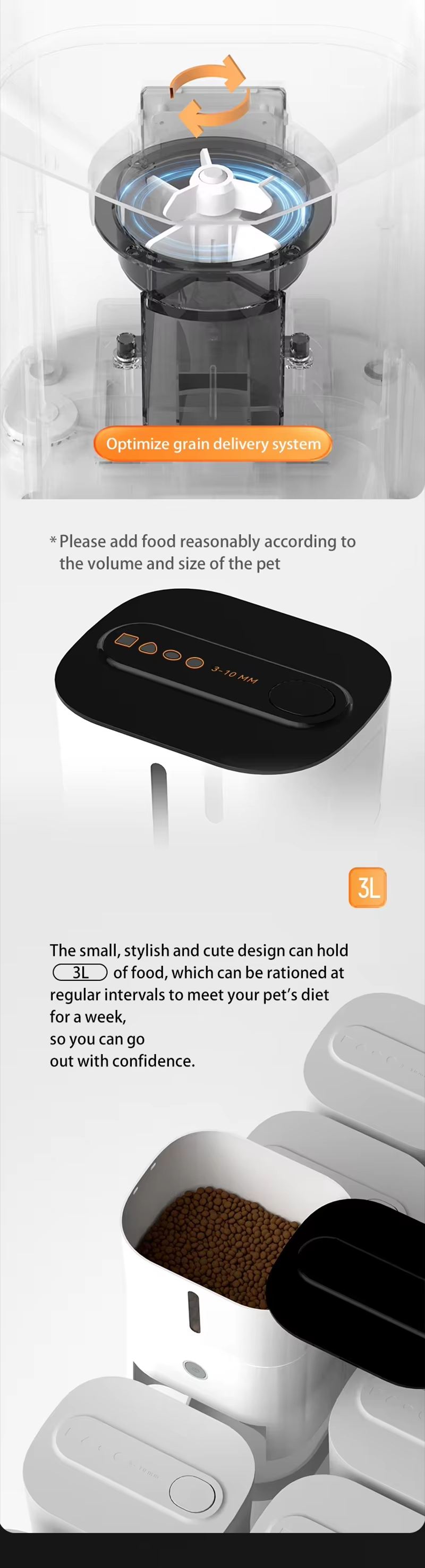 Portable Intelligent 3L Wireless Pet Feeder Multifunctional Automatic Cat Feeder Remote Video Surveillance Stylish Love Plastic