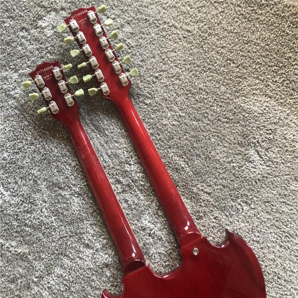 Custom high quality 12 string+6 string double head electric guitar in Wine red Red SG guitar Gold hardware
