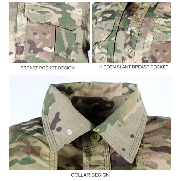 Summer Breathable Quick Dry Stand-Up Collar Tactical Shirt Camouflage Short Sleeve