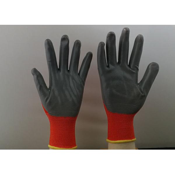 Luz super de 13 luvas revestidas do nitrilo do calibre com o nitrilo terminado liso