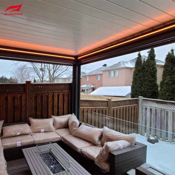 Aluminum Retractable Pergola For Outdoor Scenes Controlled By Remote Control And Smart Home Integration