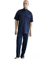 Navy Blue Summer Military Uniform Set 45 Wool 55 Polyester Blend Short Sleeve Security Uniform