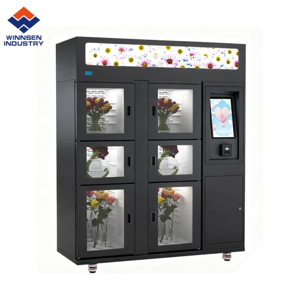 Automatic Fresh Flower Vending Machine with 12mm Insulation Material R134a Refrigerant and Multi-lingual Software UI
