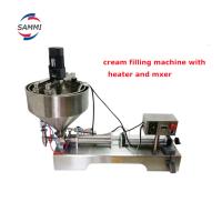 Pneumatique semi-automatique machine de remplissage d'huile de pâte liquide sauce de miel shampooing avec chauffage et mélangeur