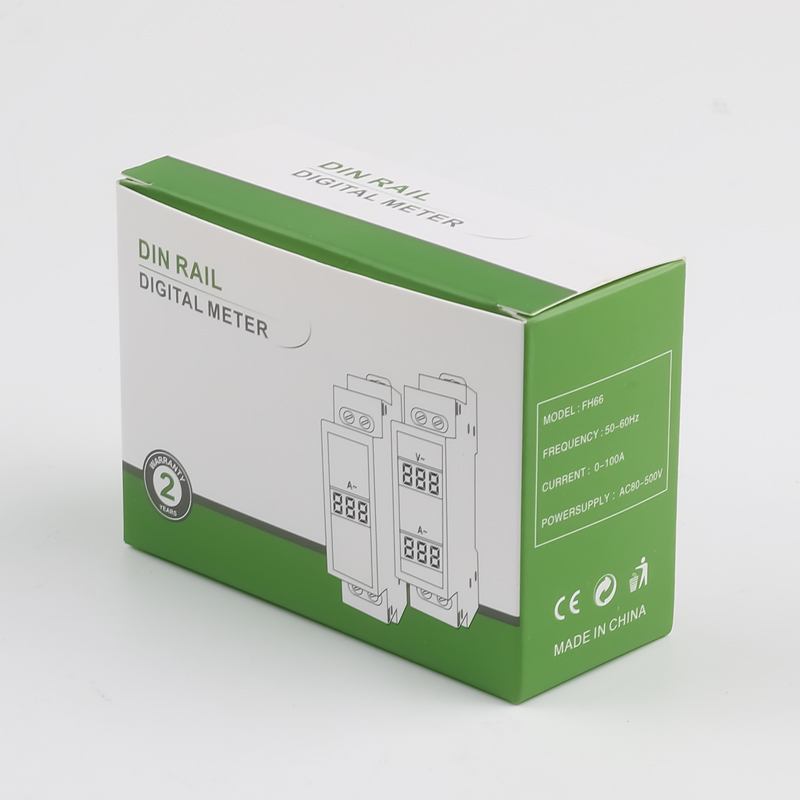DIN Rail Mount Three Phase Mini Voltmeter AC 80-500V 0-100A Ammeter LED Digital Display IP65 Rated ABS Material Frequency Meter