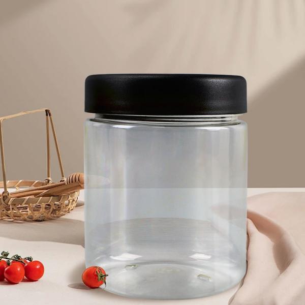 OEM ODM 250g 300g PLA Wide Opening Plastic Clear Coffee Beans Candy Vitamins Tea Food Grade Jar With Child-proof Open Lid