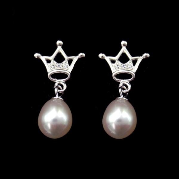 Простые 925 серебряных серег жемчуга/серьги люстры жемчуга формы диаманта