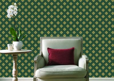 Embossed Pvc Contemporary Wall Coverings , Four Leaf Home Floral Wallpaper For Walls