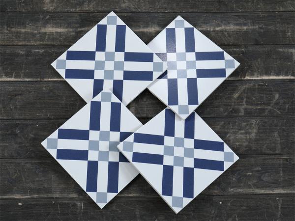 200x200mm de parede impermeável azulejos rústicos de cerâmica para varanda e azulejos de piso de interior azul e branco para banheiro