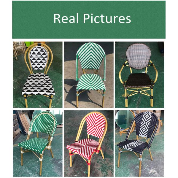 Patio Furniture Garden Chairs Rattan Outdoor Chaise Bistrot Bois Table and Bistro Chair French