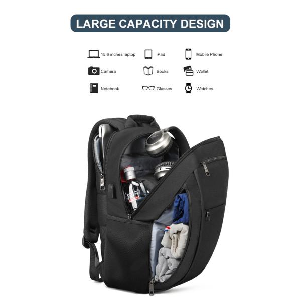 Anti Bacterial Theft Usb Charging Business Travel Backpacks 15.6 Inches