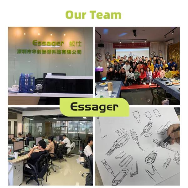 ESSAGER ES-X49 65W Usb to Type C Lightning 4 in 1 Charger Data Cable for Phone Laptop