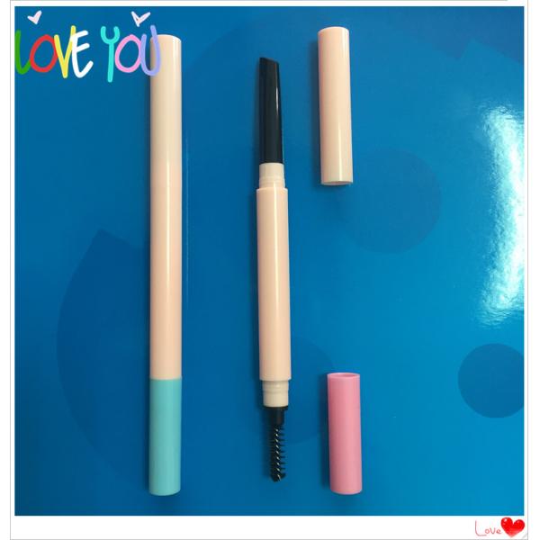 OEM customized color 10x140mm plastic double head eyebrow pencil with different nib