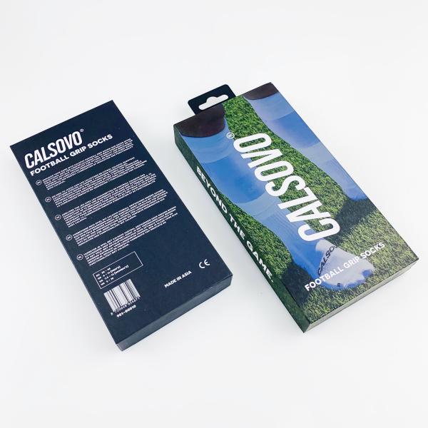 Custom Double printed Rigid Cardboard Packaging Sports Knee Pads Grip Sock Packaging Boxes with hooks
