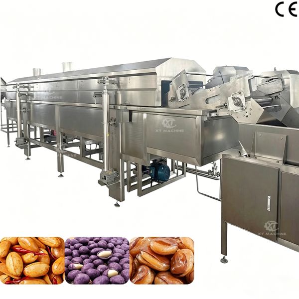 Stainless Steel 304 Industrial Automatic Continuous Frying Machine with Oil-Water Separation for Nut Processing