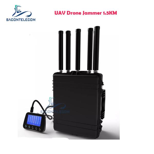 Waterproof UAV Drone Signal Jammer IP55 1.5km Manpack Built In Battery