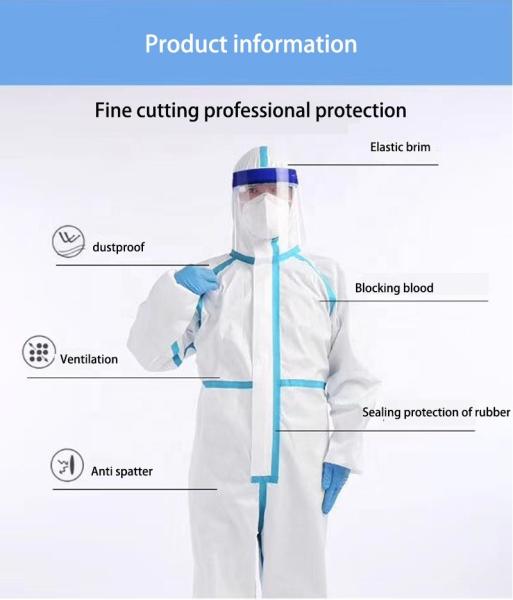 Water Resistant Disposable Protective Suit Chemical Protective Coverall Suit