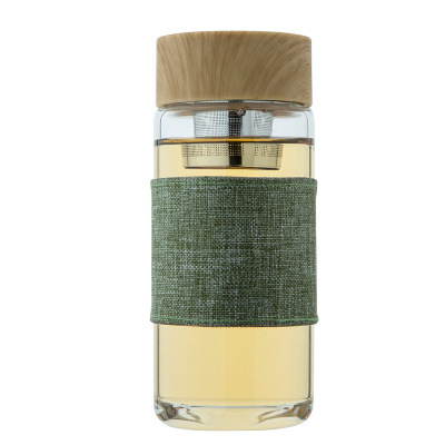 Bamboo Lid Glass Water Bottle With Protective Sleeves