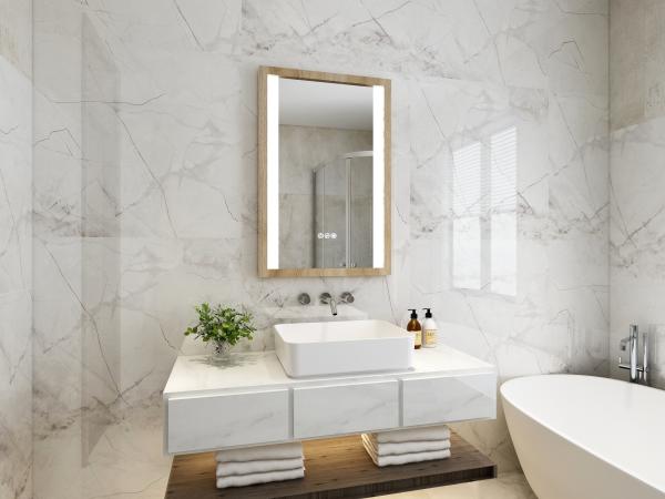 Miroir LED de salle de bains moderne chinois en forme ovale avec haut-parleur Bluetooth et lumière intelligente