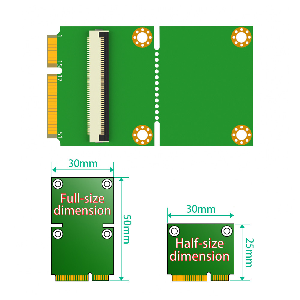 Мини PCI-E 52Pin к MPCIe беспроводной адаптерной карты с 1 SIM слот FPC кабель для тестирования Wi-Fi модуль или 3G 4G LTE WWAN модем