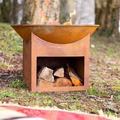 Fogo de aço projetado personalizado Pit Bowl de Corten do armazenamento rústico da lenha do jardim
