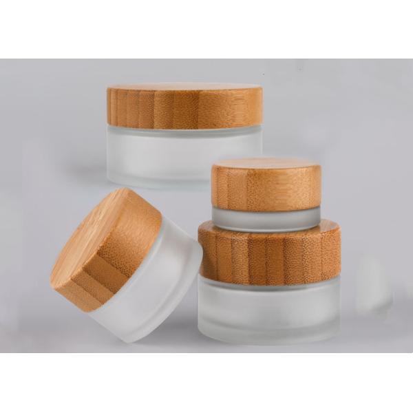Empty 1oz 5g 10g 15g 20g 50g 100g 30g Eye Cream Frosted Cosmetic Glass Jar with Bamboo Wood Cap Lid