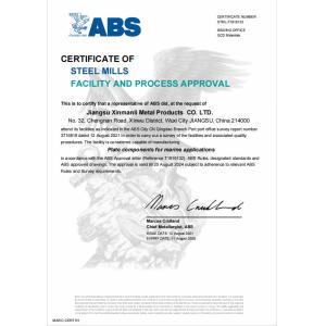 Jiangsu Xinmanli Metal Products Co., Ltd. Certifications