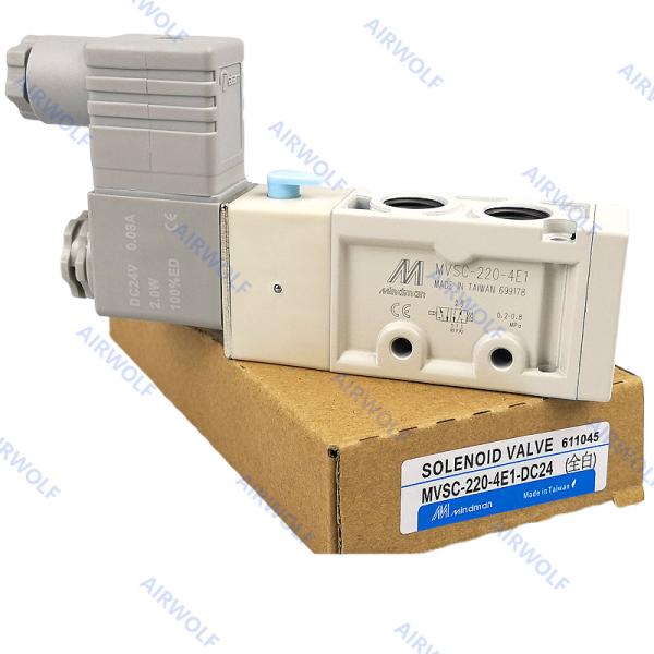 Mindman 5/2 Way 3/2 Way Aluminum Pneumatic Solenoid Valves DC24V AC220V AC110V DC12V MVSC-220-4E1 MVSC-220-4E2   MVSC-220-4E2-DC24-L