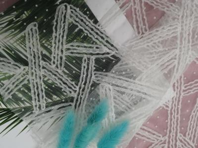 White 3D Applique Embroidery Fabric For Lady Garment Fabric Lace