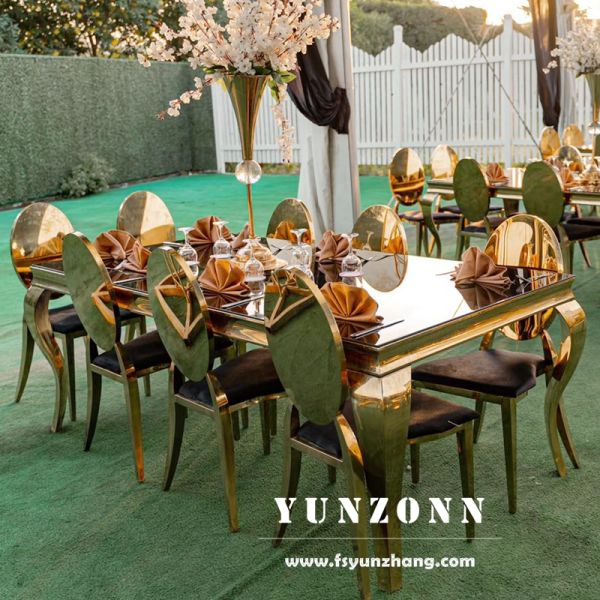PU Seat O-Round Back Mirror Gold Stainless Steel Wedding Chair Stackable for Outdoor Events and Parties for Apartment Villa