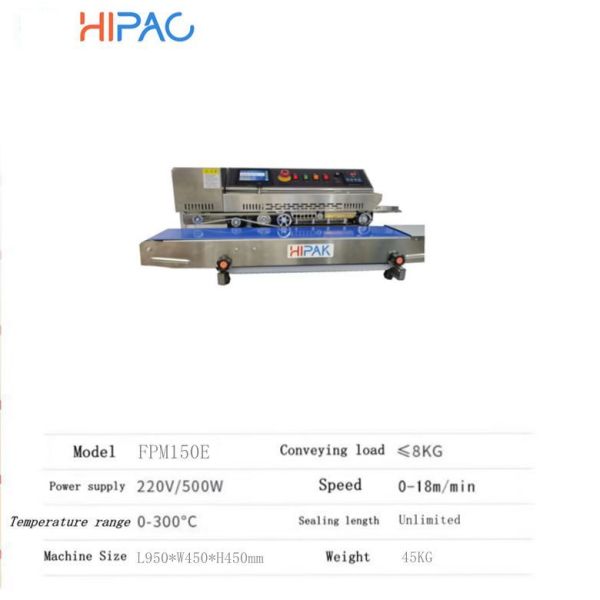 HIPAC FPM150E Ink-jet and Sealing Machine Heat Sealer China Hot Selling Aluminum Foil Bag Tea Biscuit Film Bag Sealing Machine