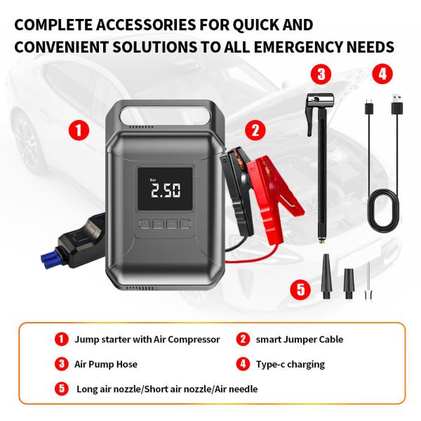jump starter pack diesel 12V 8000mAh Compact Jump Starter Power Bank Portable Car Battery Jump Starter charger for carportable battery carPortable Tire Inflators