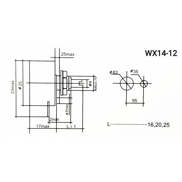 Однокруглый WX14-12 3W Wirewound Potentiometer 1K 2K2 3K3 4K7 20K 10K 22K 100R 470R