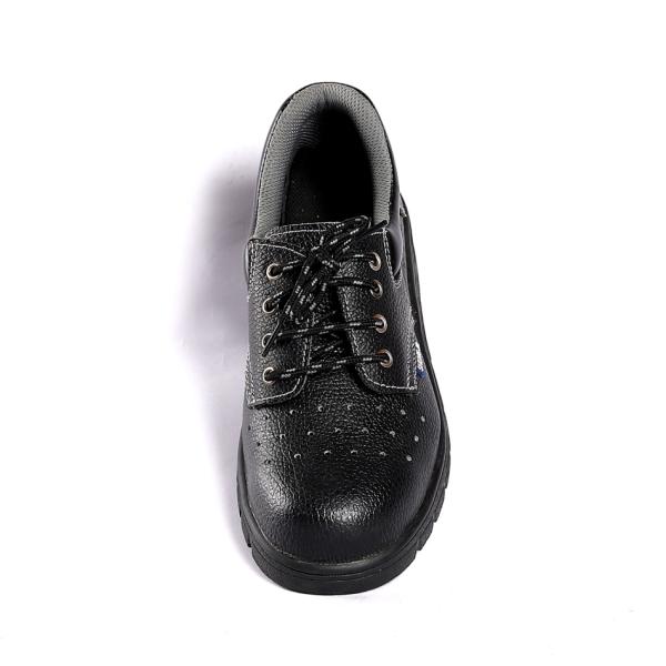 PU Sole Comfortable EVA Branded Safety Shoes Lace Up Closure Basic Steel Toe Embossed Cow Leather Upper