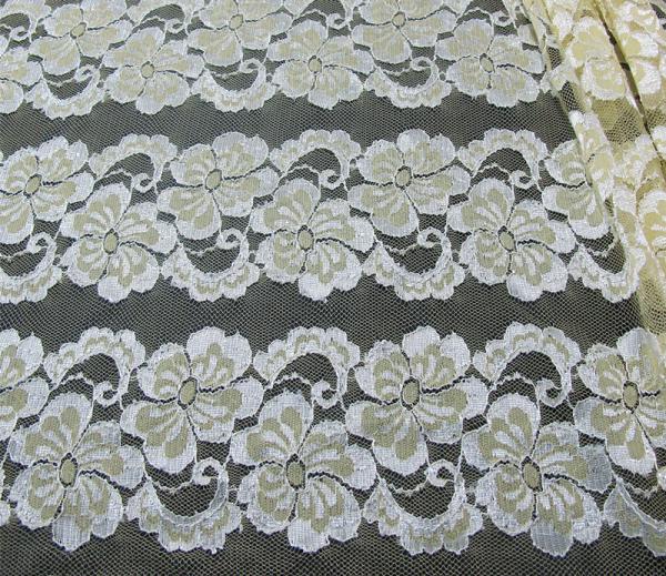 Wavy Floral Elastic Lace Fabric Eco-friendly Dyeing For Evening Dress CY-DK0037