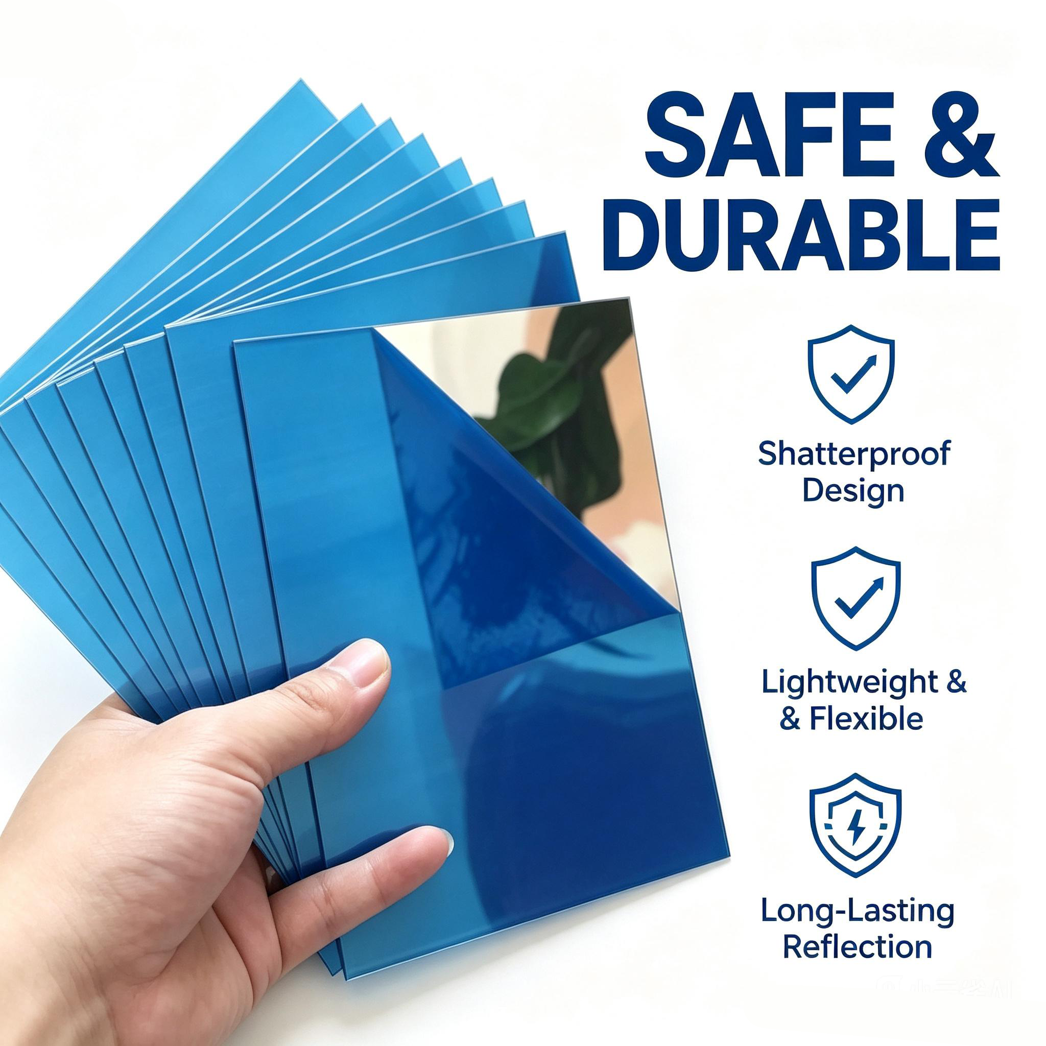 Wholesale Silver PC Mirror Sheet With Blue Protective Film Custom Die Cut Raw Material For Salon Wedding Wall Decor Wholesale Supplier