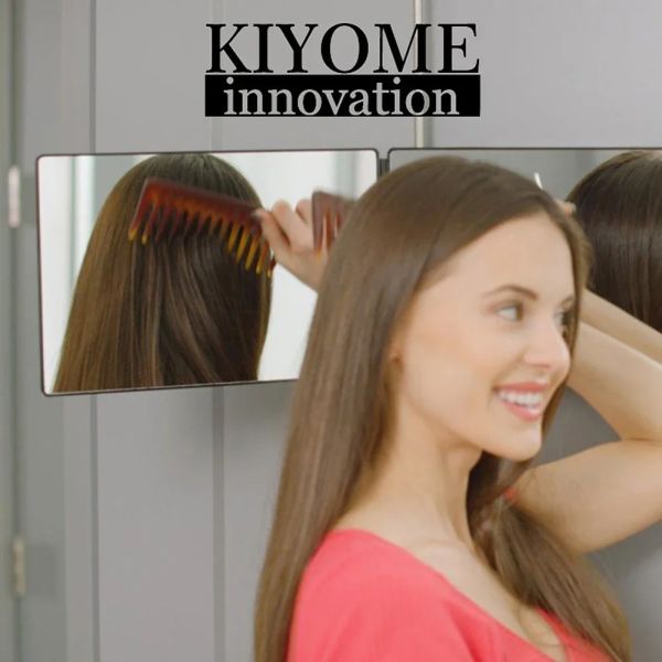 360 Degree Mirror with LED 3-Way Mirror Hair Self Cutting 3 Sides Folding Makeup Mirror with light(WH-MR-86)