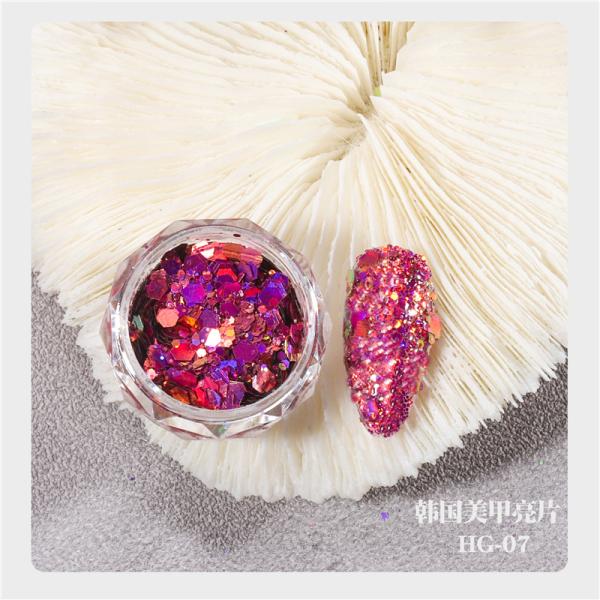 MSDS Certified Chunky Glitter Sequins for Nail Art Decoration in Pink Color Bulk