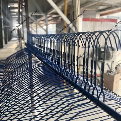 Blue Color Powder Coated Hanger Dry Cleaners With Notched Shape